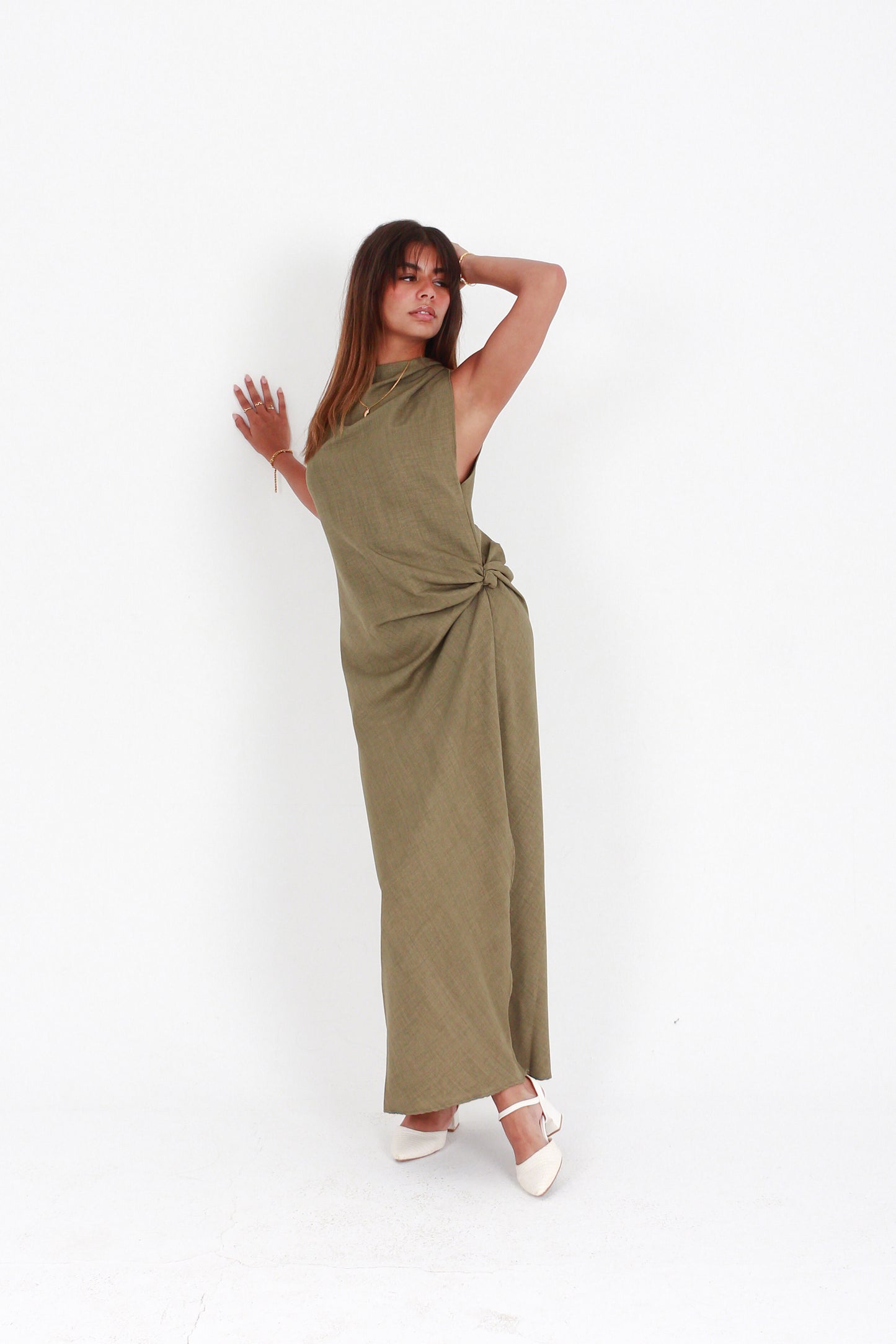 KNOTTED MIDI DRESS