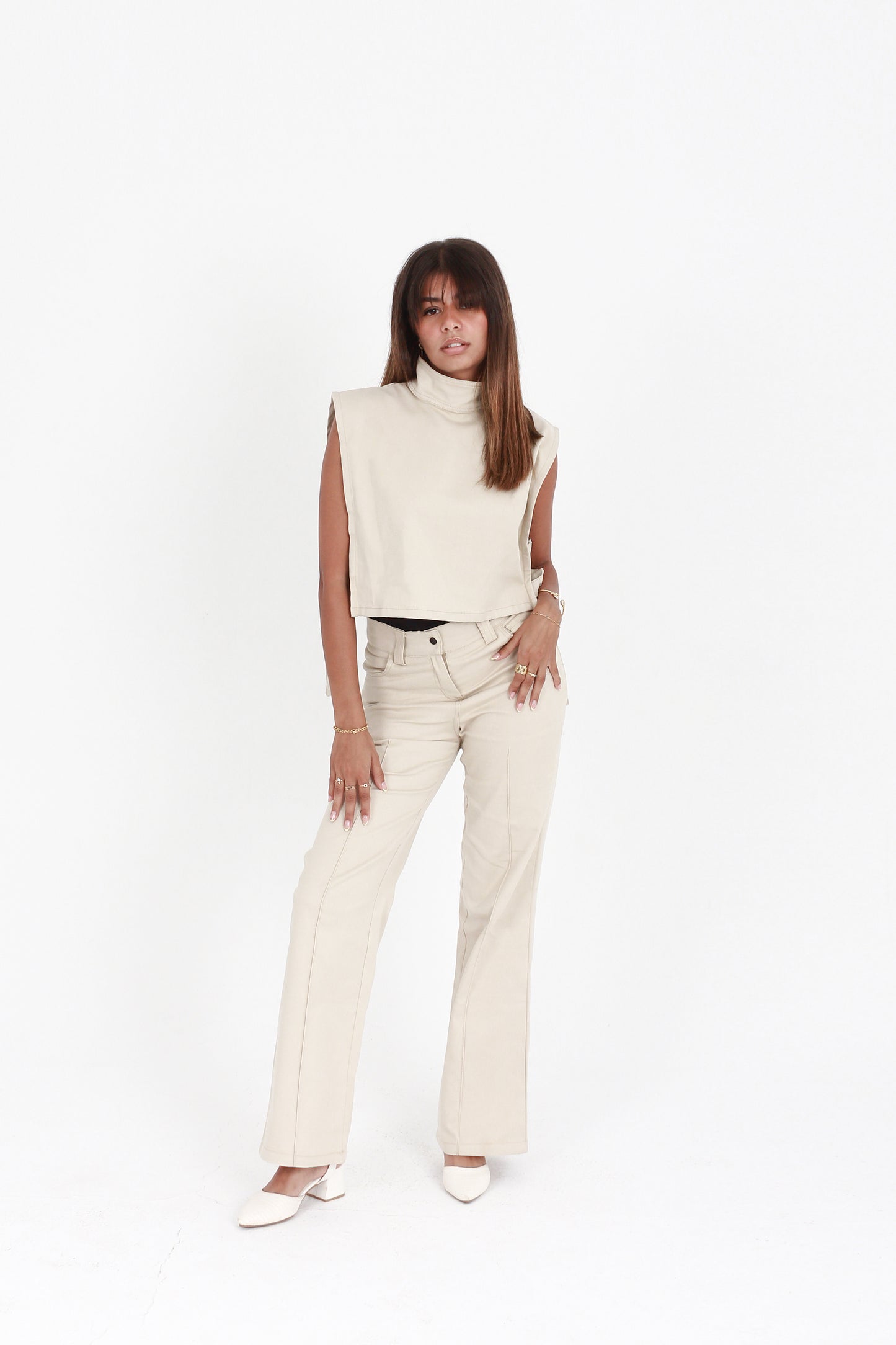 IVORY STRAIGHT FIT PANTS