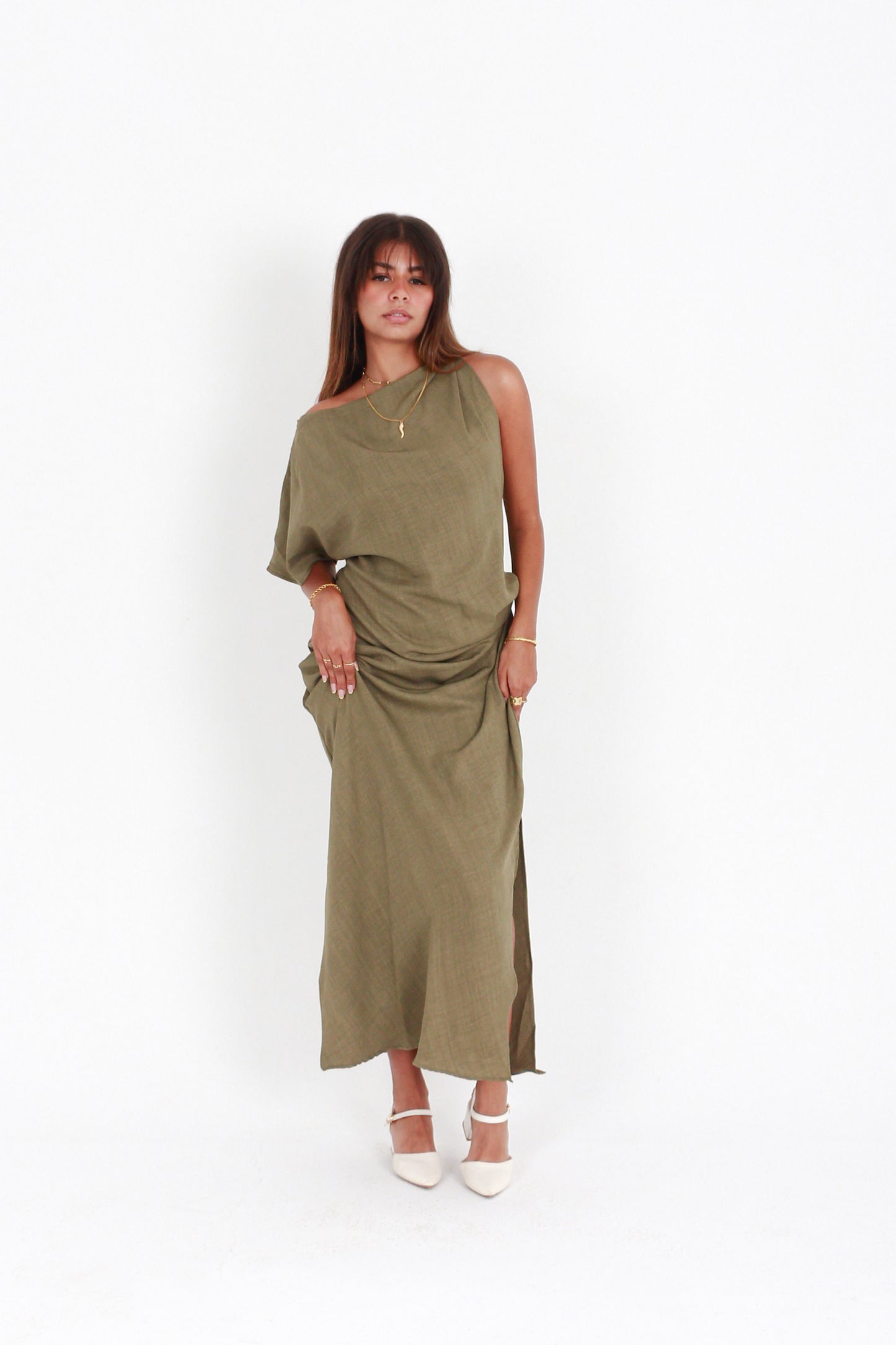 KNOTTED MIDI DRESS