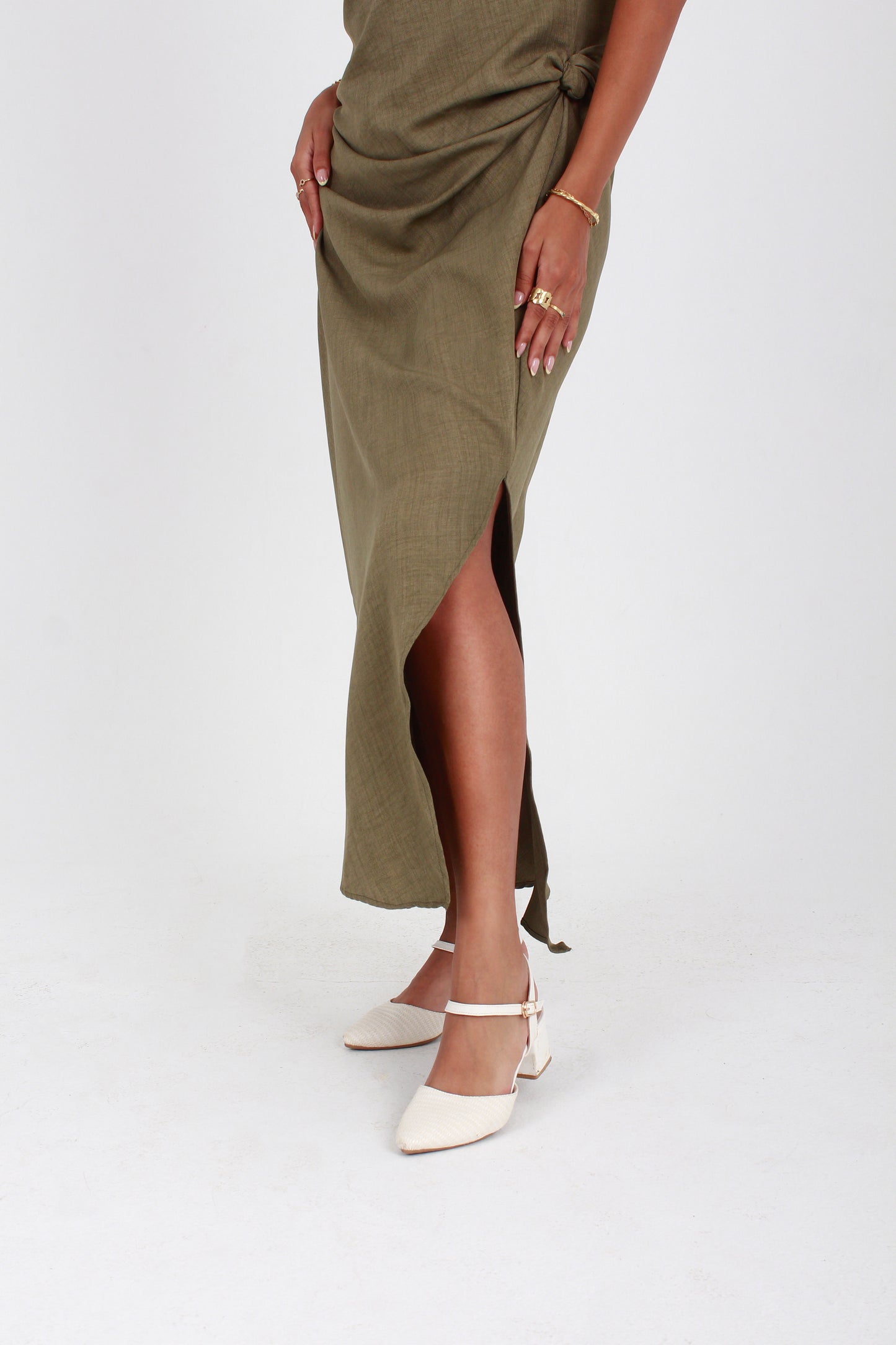 KNOTTED MIDI DRESS