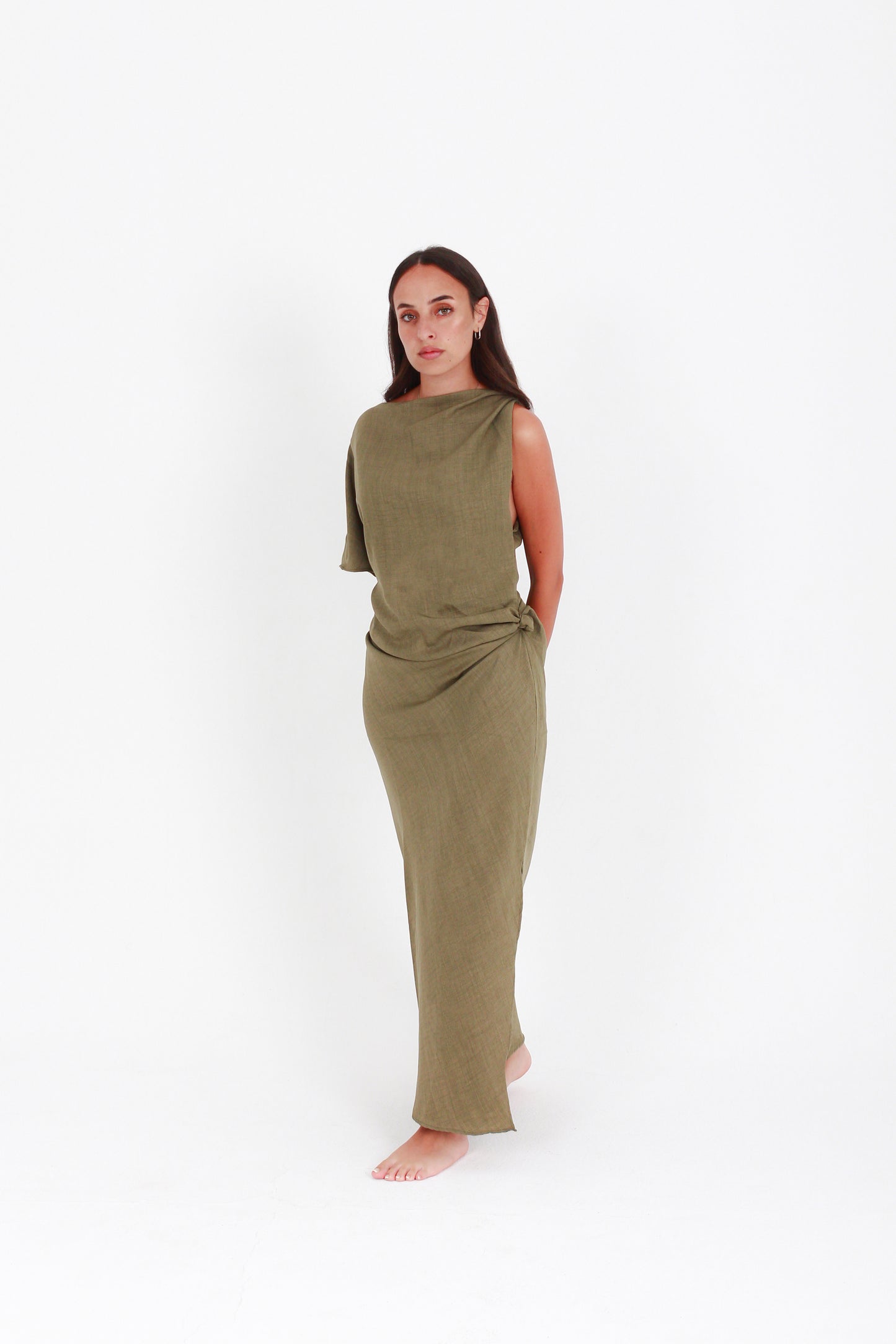 KNOTTED MIDI DRESS