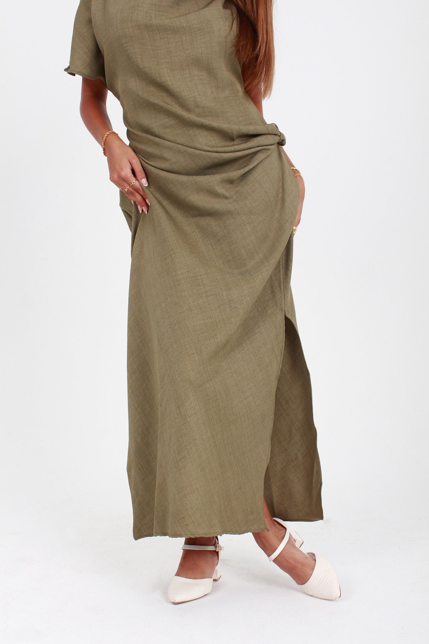 KNOTTED MIDI DRESS
